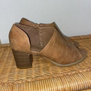 Mata Women's Size 10 Shoes Brown Peep Toe Fashion Ankle Boots Side Zip
